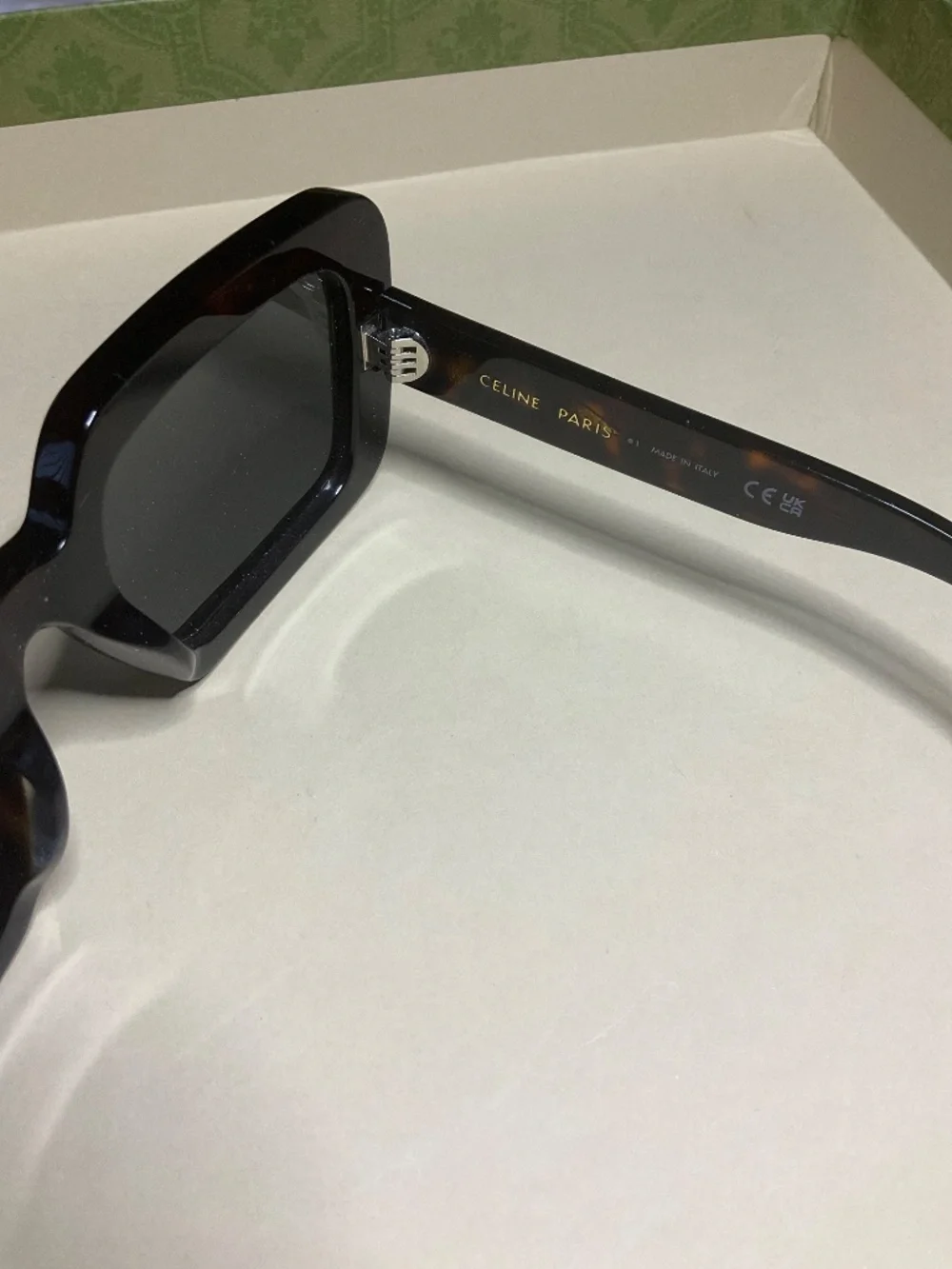 Celine Triomphe CL40304U 52A Dark Brown Havana With Gold/Grey Square